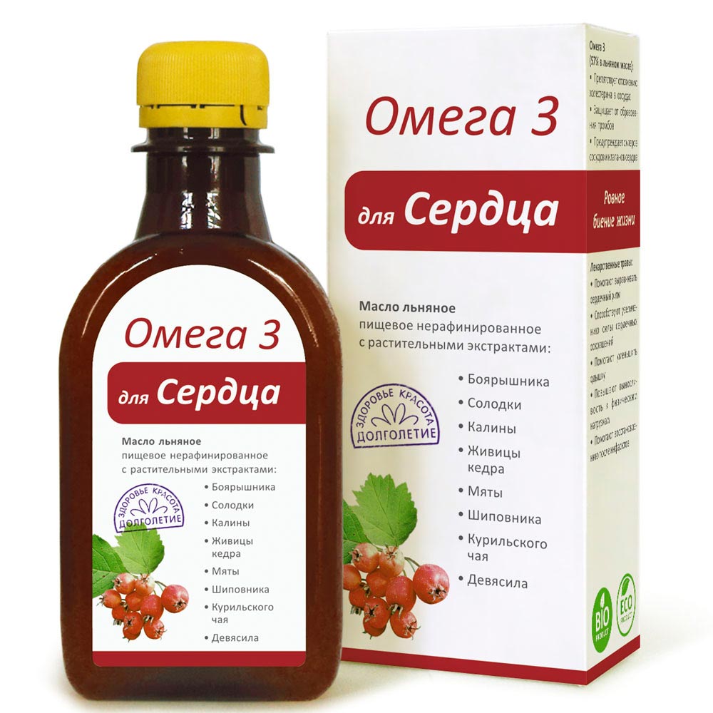 Масло льняное Эликсир Омега 3 Для сердца | 200 мл | Компас Здоровья