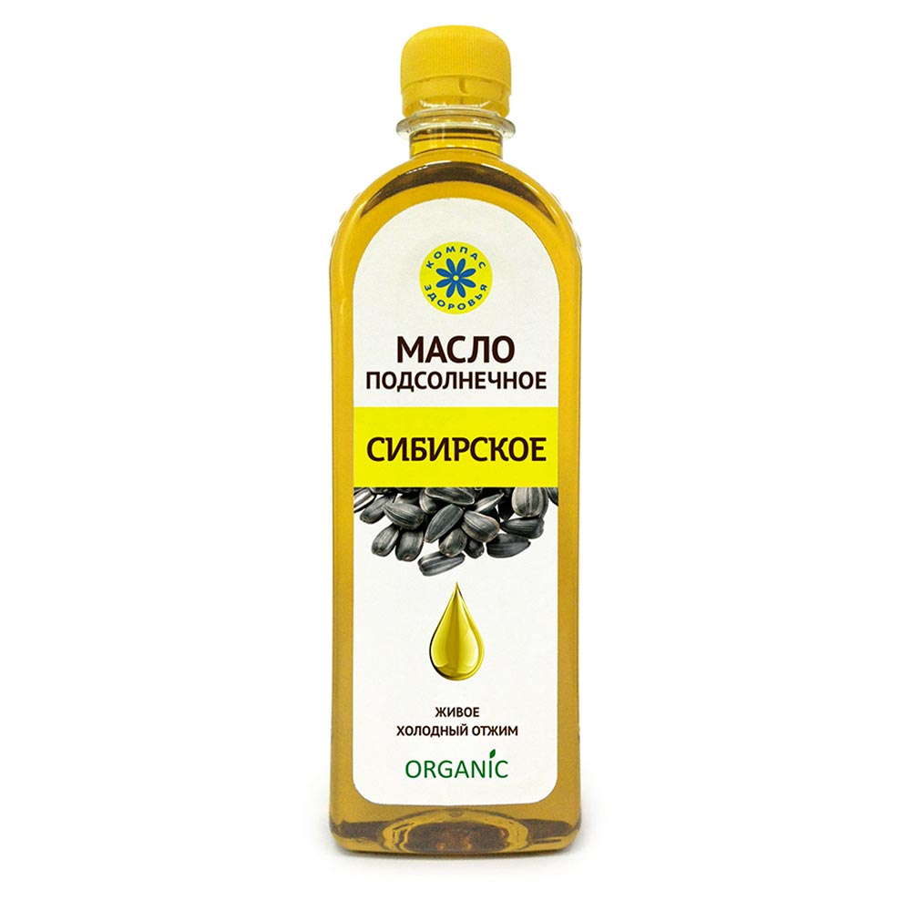 Масло подсолнечное нерафинированное Сибирское | 500 мл | Компас Здоровья