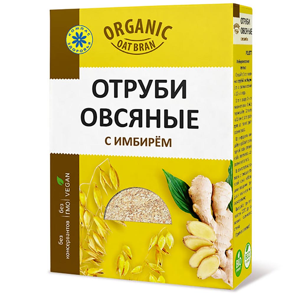 Отруби овсянные с имбирем | 200 г | Компас Здоровья