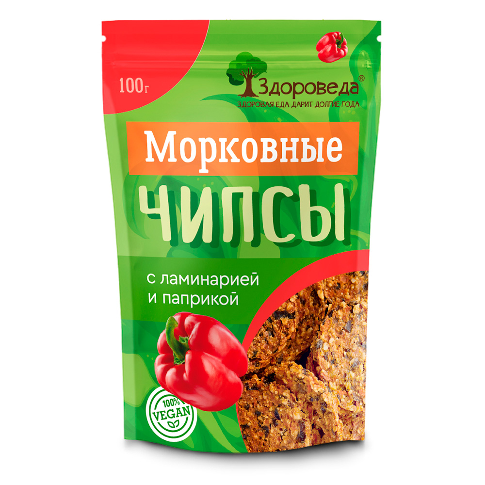 Чипсы морковные с ламинарией и паприкой | 100 г | Здороведа