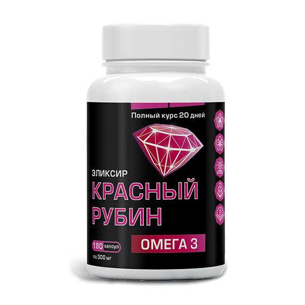Масло льняное Эликсир Омега 3 Красный рубин | 180 капсул | Компас Здоровья
