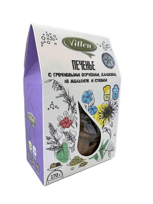 Печенье Vitlen с гречневыми отрубями и клювкой на мальтите | 170 г | Клинский