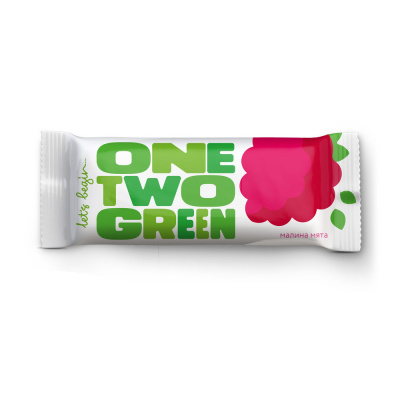 Батончик фруктово-ореховый Малина и мята OneTwoGreen | 44 г | Фруктовая энергия