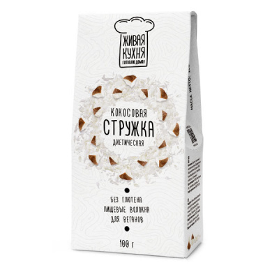 Стружка Кокосовая обезжиренная | 75 г | Живая кухня