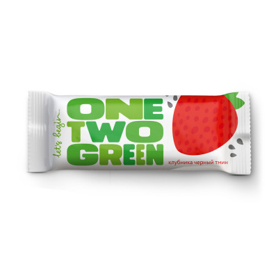 Батончик фруктово-ореховый Клубника и чёрный тмин OneTwoGreen | 44 г | Фруктовая энергия